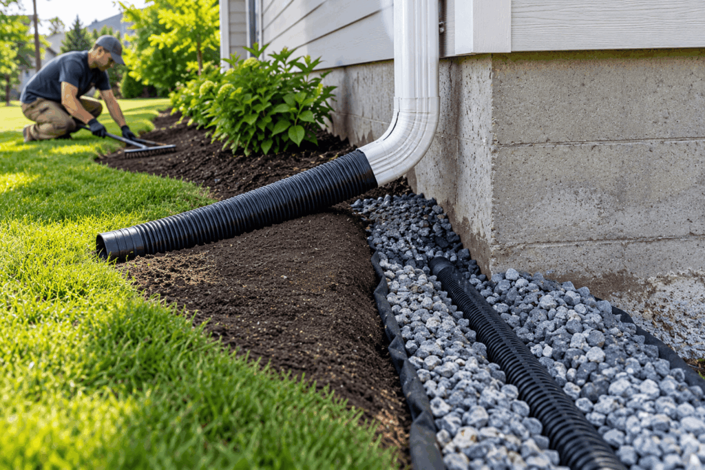 how to fix water pooling around foundation