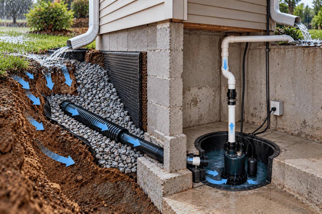 which is better sump pump or french drain