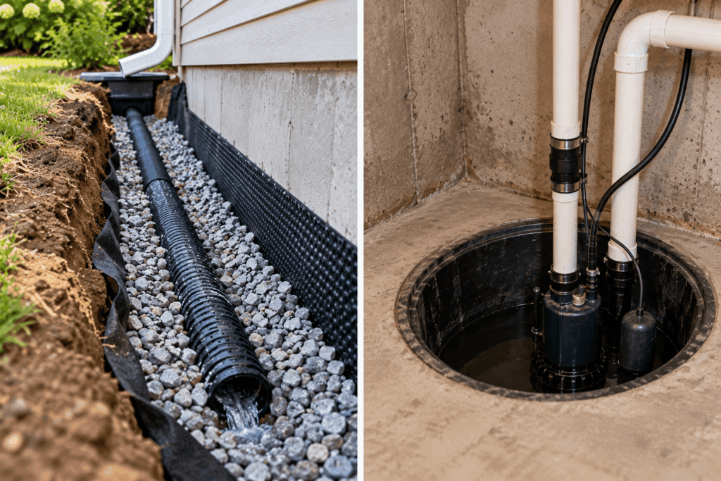 french drain and sump pump