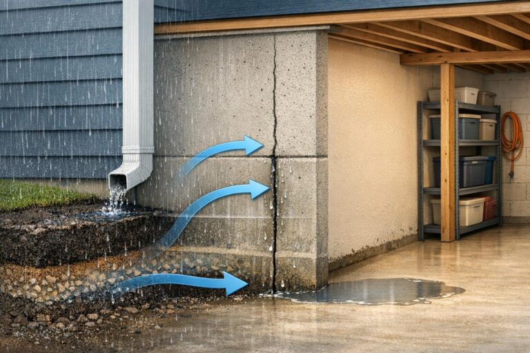 Basement Seepage After Heavy Rain: Causes, Warning Signs & Fixing