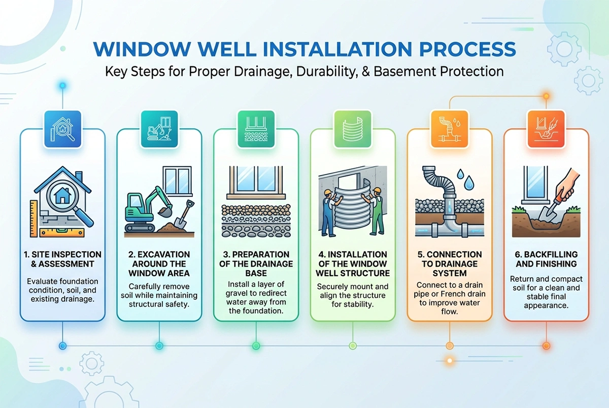 window well drainage repair near me