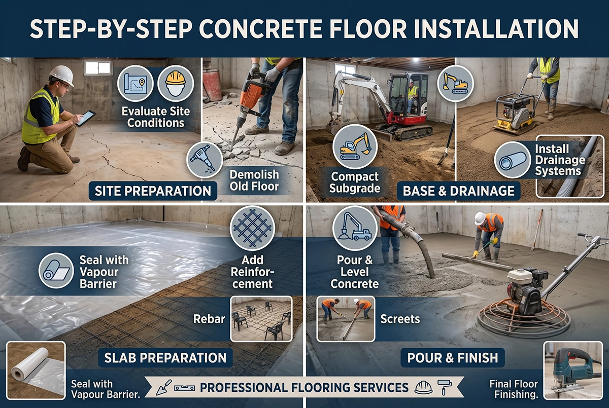 concrete basement floor installation