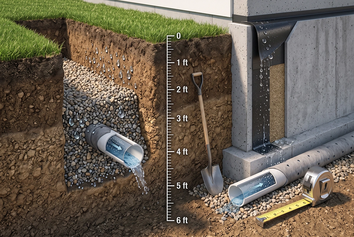 how deep french drains should be
